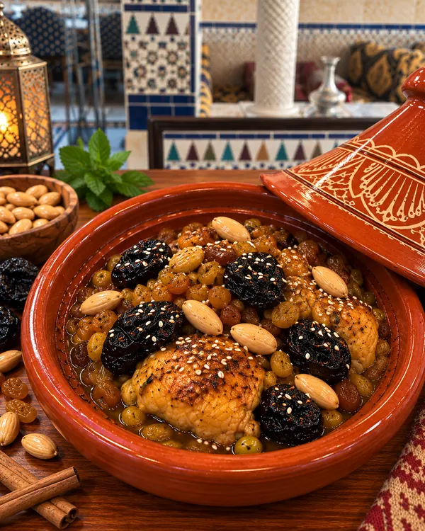 Tajine Fès : pruneaux, amandes et sésame